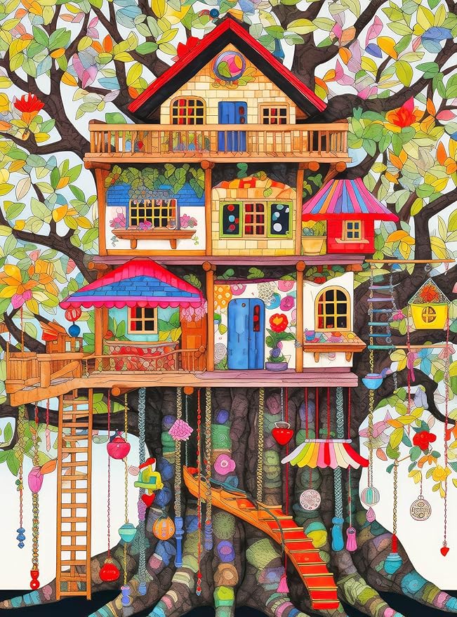 Cross & Glory – Jigsaw Puzzle for Adults 1000 Piece | Fantastical Treehouse Escape | Whimsical Art Style | Vibrant Design | Satin Finish | 20x27 Inches