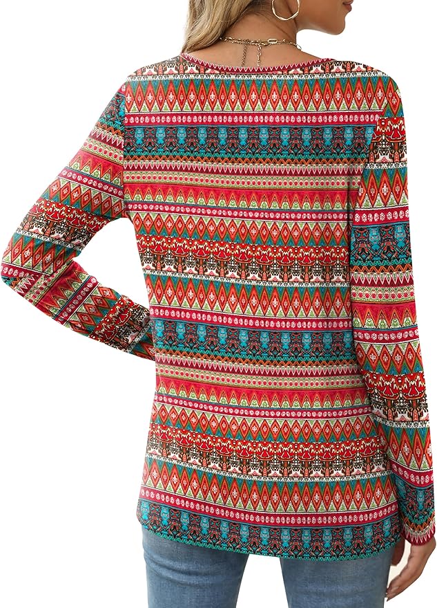 XIEERDUO Long Sleeve Shirts for Women Casual Crew Neck Basic Fall Tops Loose Fit Comfy