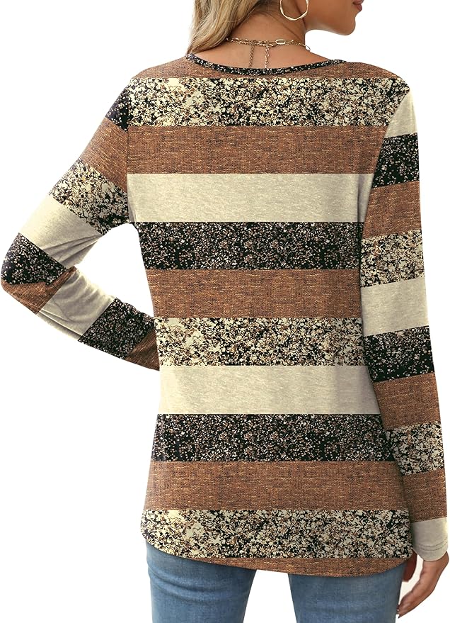 XIEERDUO Long Sleeve Shirts for Women Casual Crew Neck Basic Fall Tops Loose Fit Comfy