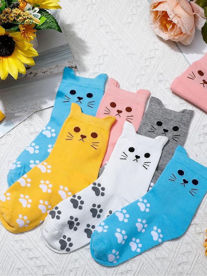 Eurzom 10 Pairs Socks Womens Crew Elastic Ankle Length Cotton Socks Aesthetic Cute Lightweight Low Cut Gifts for Women