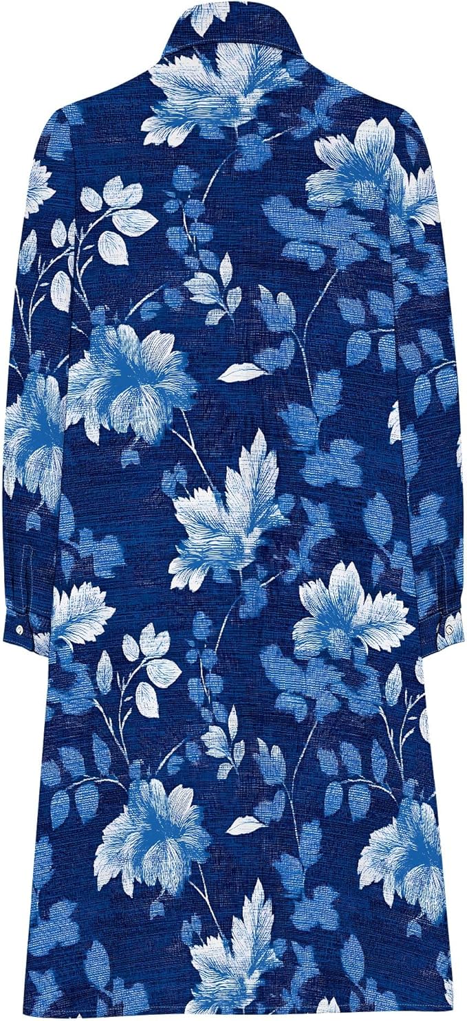 Shirt Dresses for Women 2025 Summer Long Sleeve Casual Plus Size Floral Printed Beach Vacation Dress with Pockets