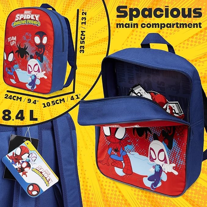 Get Trend Marvel Spidey Mini Backpack Kids Toddlers 12x9” Rucksack Kindergarten Bag Preschool Sports Travel Backpacks 3+ Gifts for Kids (Red Spidey)