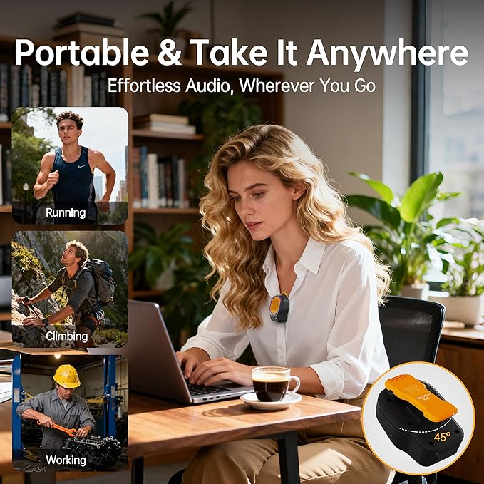 Wearable Bluetooth Speaker, Magnetic Clip-on Wireless Portable Speaker, Mini Loud speaker with 3 Light Modes, 10H Battery, Lightweight, Built-in Mic for Hands-Free Music Calls Outdoor Work, Ideal Gift