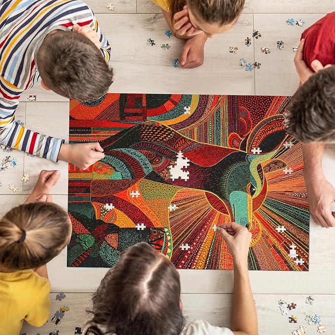 Naturelish Jigsaw Puzzles for Adults 1000 Pieces, Beautiful Detailed Difficult Challenging Puzzle for Relaxing Evening Home Decor, 20x27 Inches, Colorful Deer