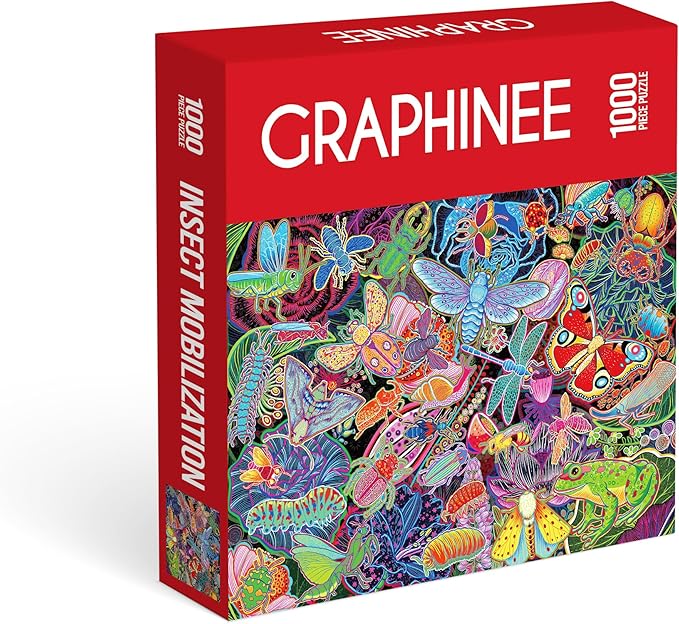 Graphinee Jigsaw Puzzles for Adults 1000 Pieces, Insects Garden Puzzle, Colorful as Home Wall Decor for Family Challenging Games