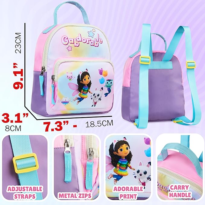 Get Trend Gabby’s Dollhouse Mini Backpack for Kids Girls Toddlers 9x7” Travel Bag Cute Bag for Daycare Trips Vacation Fashion Gifts for Girls (Multi Gabby’s Dollhouse)