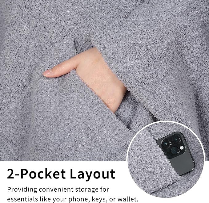 JOOJA Wearable Blanket Super Soft Feather Yarn Blanket Shawl with Pockets Fuzzy Throw Blanket TV Blanket for Adults Teens