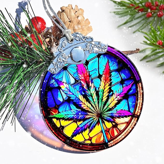 Jocidea Maple Leaf Ornament Glass Hanging Ornament for Christmas, Thanksgiving, Birthday, Holiday Decorations and Xmas Gifts Ideas