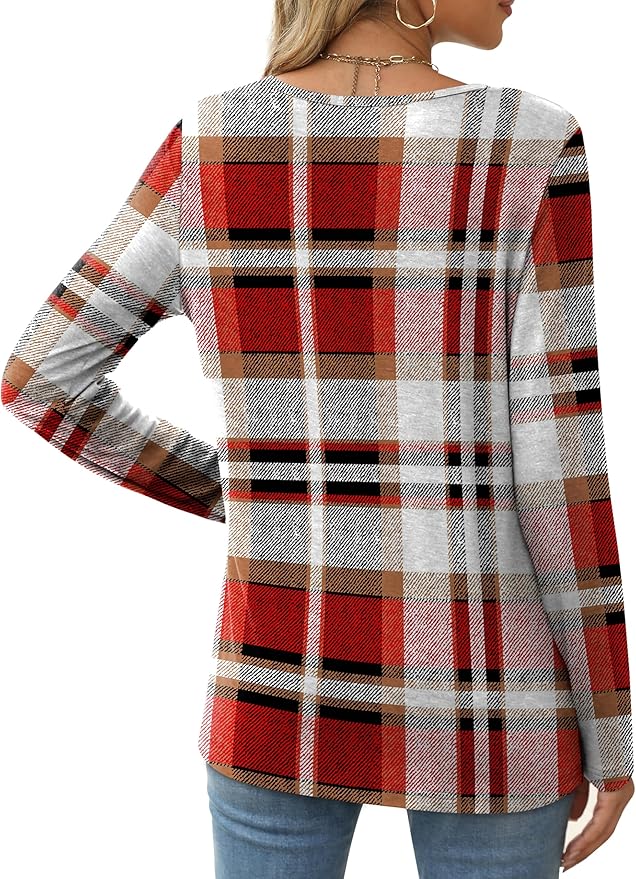 XIEERDUO Long Sleeve Shirts for Women Casual Crew Neck Basic Fall Tops Loose Fit Comfy