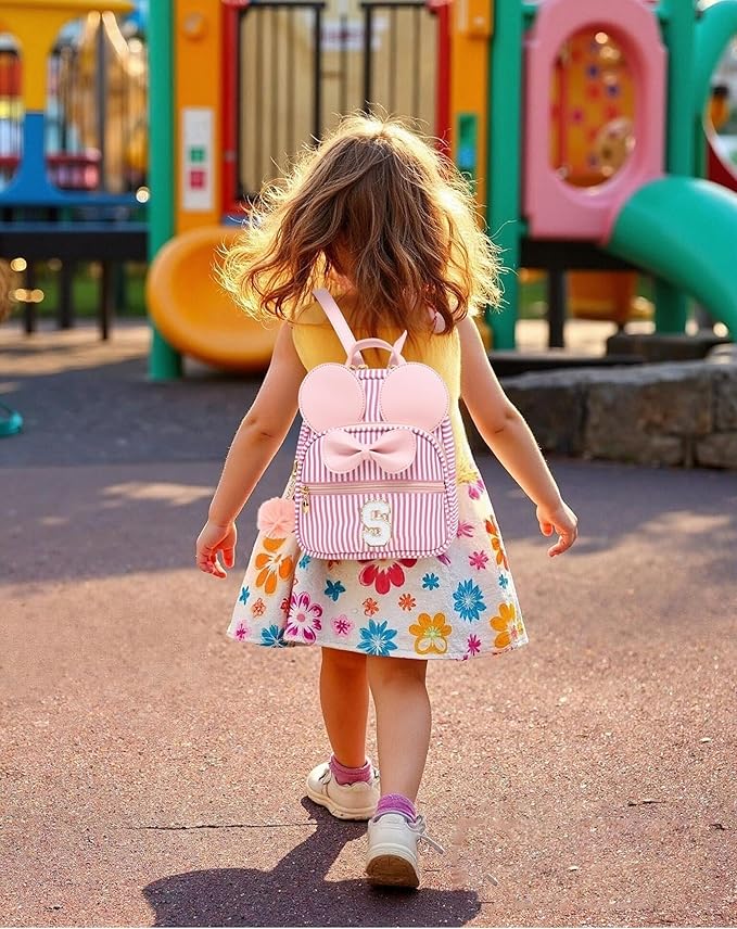PRLINJSK Initial Mini Backpack for Girls Trendy Stuff Birthday Gift, Small Personalized Mouse Purse for Toddler Kids