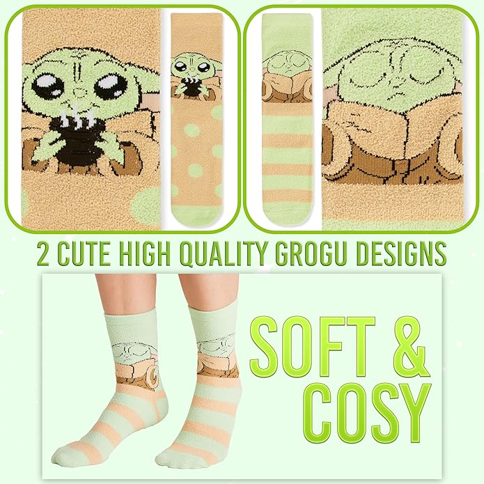 Disney Slippers Socks for Women & Teens US Size 4-9, Pack of 2 Non Slip Fleece Winter Socks, Soft & Fluffy, Gifts for Her