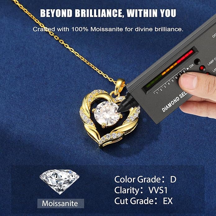 MOOSEA Valentines Day Gifts for Her, 1-3 Carat D Color VVS1 Clarity Moissanite Heart Pendant Necklaces Anniversary Birthday Gifts for Wife Mom Daughter 925 Sterling Silver Necklace