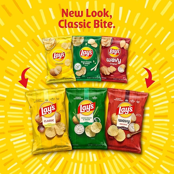 Lay's Potato Chips, Sour Cream & Onion, 1.5 Ounce (Pack of 64)