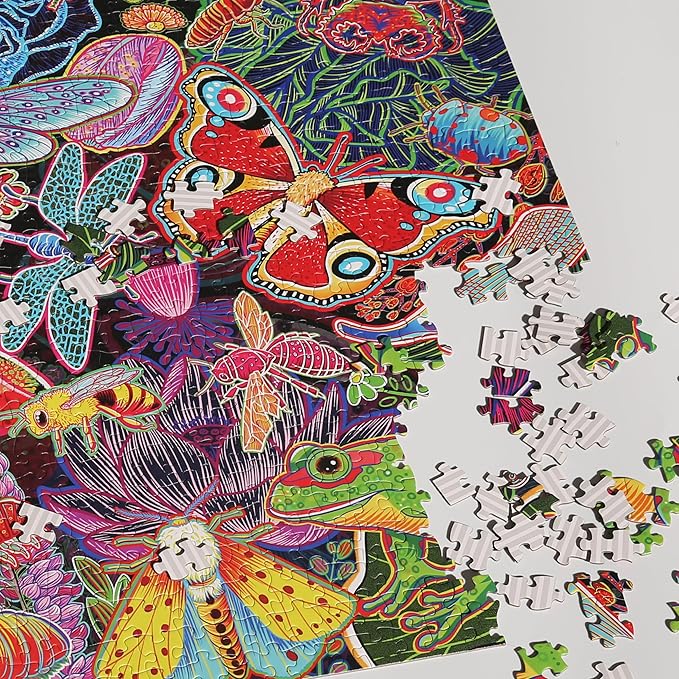 Graphinee Jigsaw Puzzles for Adults 1000 Pieces, Insects Garden Puzzle, Colorful as Home Wall Decor for Family Challenging Games