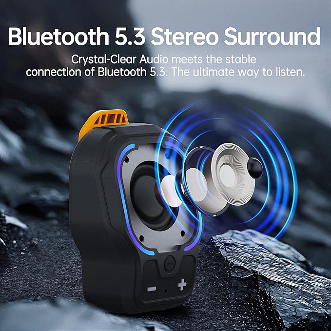 Wearable Bluetooth Speaker, Magnetic Clip-on Wireless Portable Speaker, Mini Loud speaker with 3 Light Modes, 10H Battery, Lightweight, Built-in Mic for Hands-Free Music Calls Outdoor Work, Ideal Gift