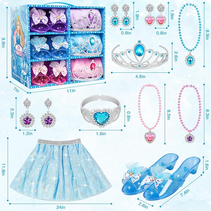 LJZJ Princess Dress Up Toys & JPrincess Dress Up Toys & Jewelry Boutique, Girls Role Play Gift for 3 4 5 6 Year Old Girl Toddler B-Day Party Favors