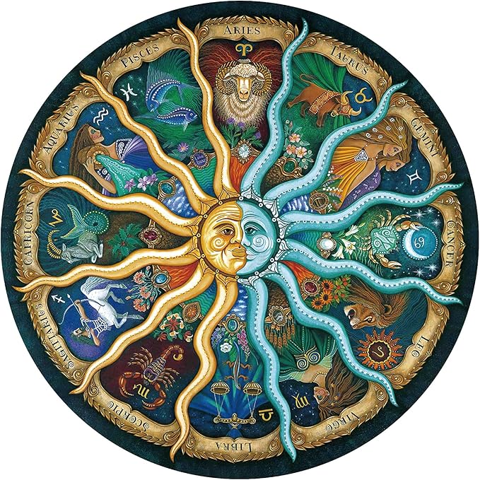 Jigsaw Puzzles for Adults 1000 Pieces, Zodiac Horoscope Challenging Decorative Round Puzzle, Perfect for Adult Game Nights or Best Gift for Puzzle Lovers (26.7 Inch)