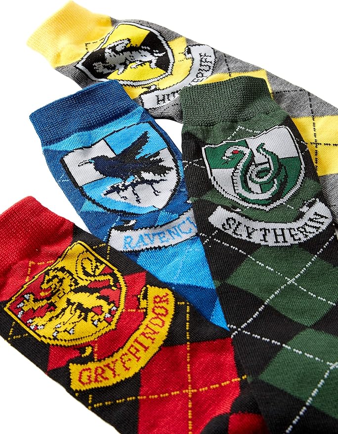Hyp Harry Potter House Crests Argyle Juniors/Womens 4 Pack Knee High Socks