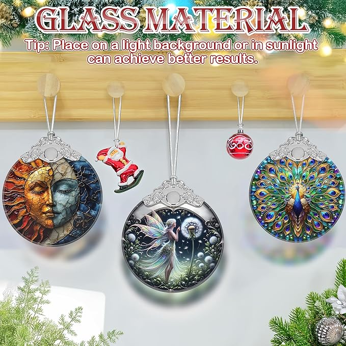 Christmas Ornament, 2025 Ornaments for Christmas Tree, Stained Glass Hanging Ornament, Holiday Ornaments, Unique Gift Idea - Fairy