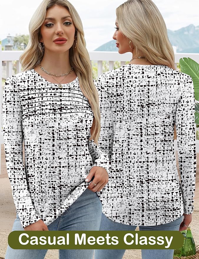 Blouses for Women Dressy Casual Long Sleeve Fall Fashion Tops Trendy Outfits for Work Office Shirts Thicker Clothes