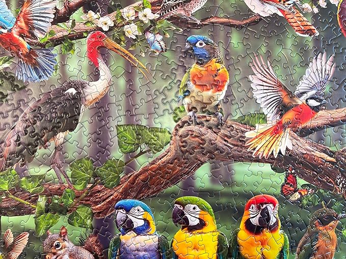 Naturelish Colorful Birds Party 1000-Piece Jigsaw Puzzle for Adults, Challenging Puzzle Game with Unique Shaped Pieces, Perfect for Game Nights and Gift-Giving, Finished Puzzle Size is 26.6 x 19.2 in