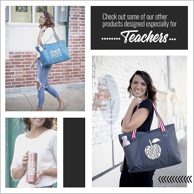 Brooke & Jess Designs Teacher Tote Bag for Work - Teacher Handbag Gifts for Women, Teacher Bag Best Teacher Appreciation Gift