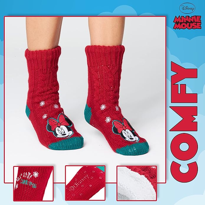 Disney Fluffy Socks for Women and Teenagers Soft Warm Slipper Socks Non Slip One Size Lounge Wear Gifts for Women