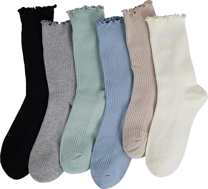 BomKinta Ruffle Socks Women - Turn-Cuff Frilly Sock - Lightweight Cotton Socks