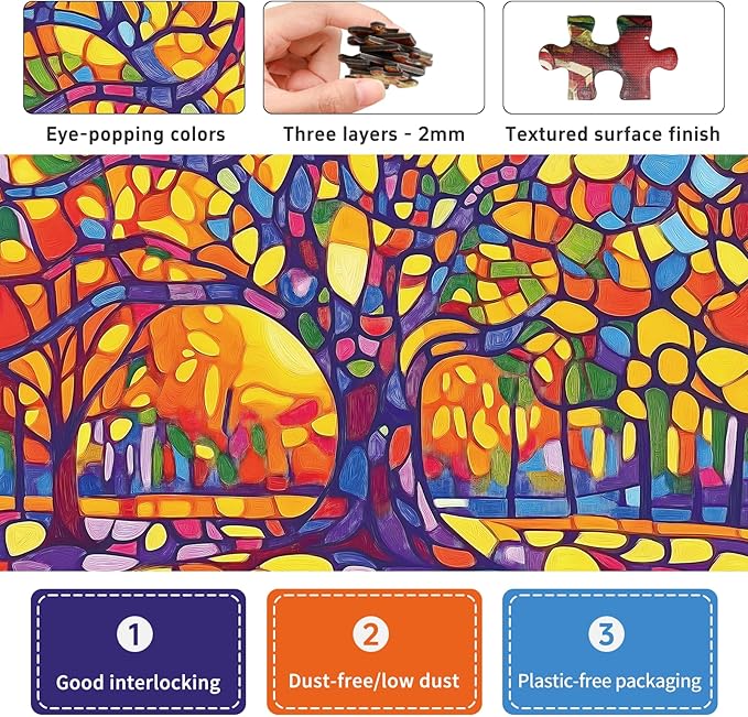 Naturelish Mosaic Tree Jigsaw Puzzles for Adults 1000 Pieces, Irregularly Shaped Difficult Puzzles Perfect for Game Night, Great Gift Idea, Size 26.65 x 19.25 in