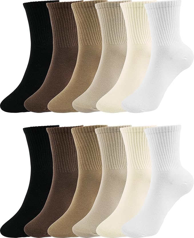 BomKinta Women Casual Calf Socks - Cute Cotton Crew Socks - Soft Above Ankle Sock 6 Pairs Size 5-10