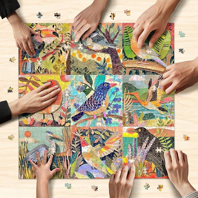 Naturelish 1000 Piece Jigsaw Puzzle for Adults Colorful Cut-Paper Style Birds Puzzle 1000 Piece, Challenging Jigsaw for Game Night, Giftable Puzzle with Sectioned Back Design, 24 x 24 in