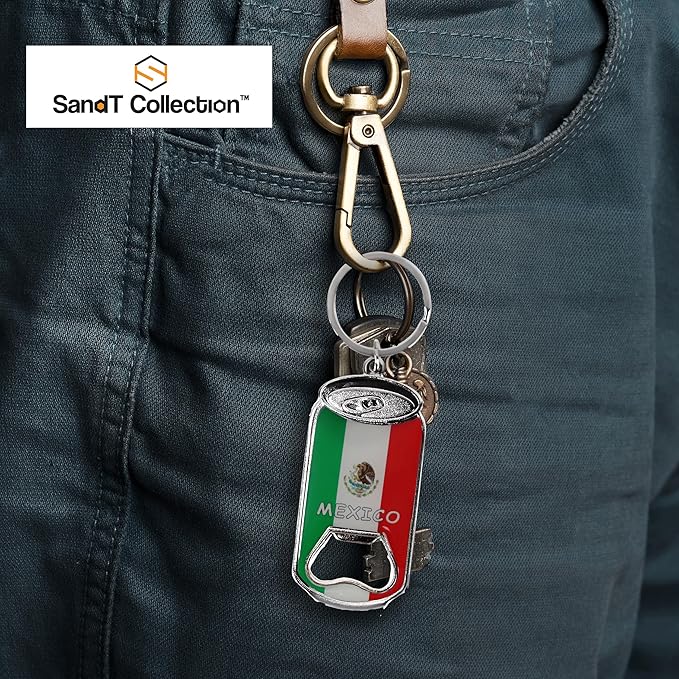 SandT Collection Mexico- Beer Bottle Opener Keychain - Set of 3 Cans