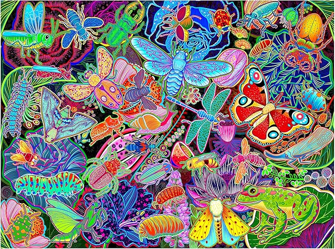 Graphinee Jigsaw Puzzles for Adults 1000 Pieces, Insects Garden Puzzle, Colorful as Home Wall Decor for Family Challenging Games