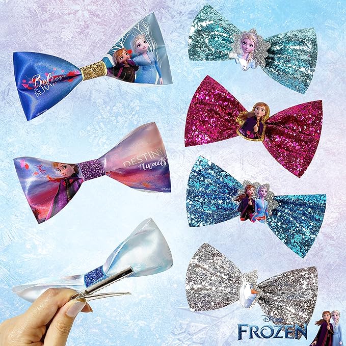 Disney Frozen 2 Girls 7 pcs Small Bow Bundle, Hair Bows for Girls - Ages 3+