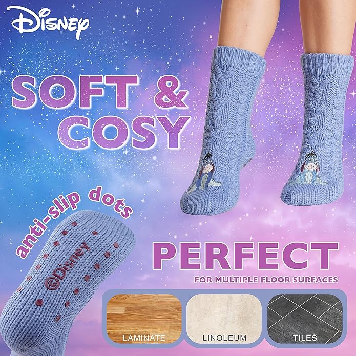 Disney Fluffy Socks for Women and Teenagers Soft Warm Slipper Socks Non Slip One Size Lounge Wear Gifts for Women