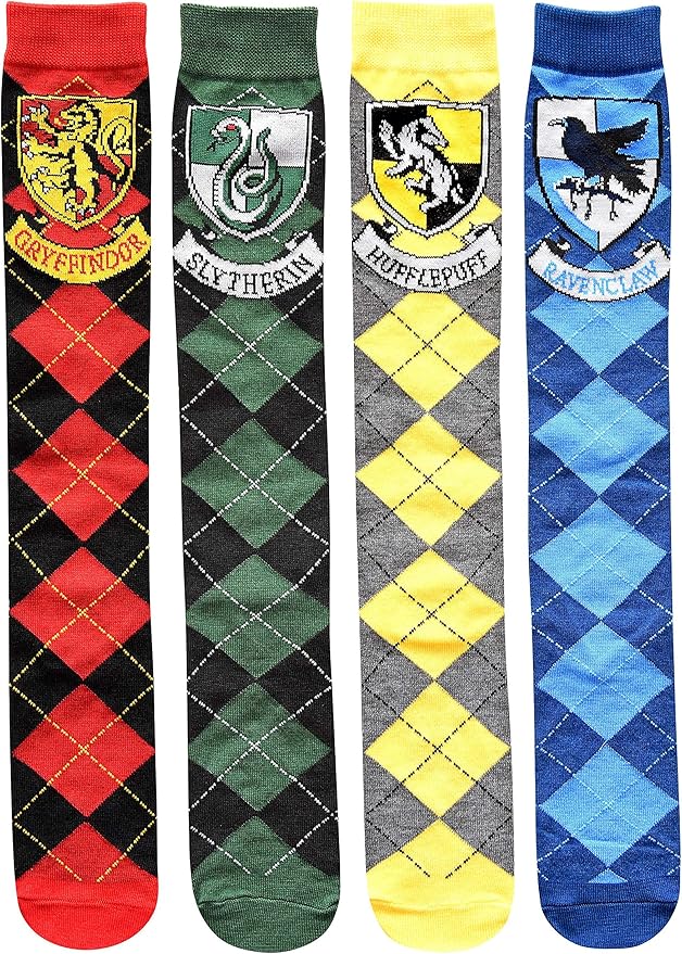 Hyp Harry Potter House Crests Argyle Juniors/Womens 4 Pack Knee High Socks